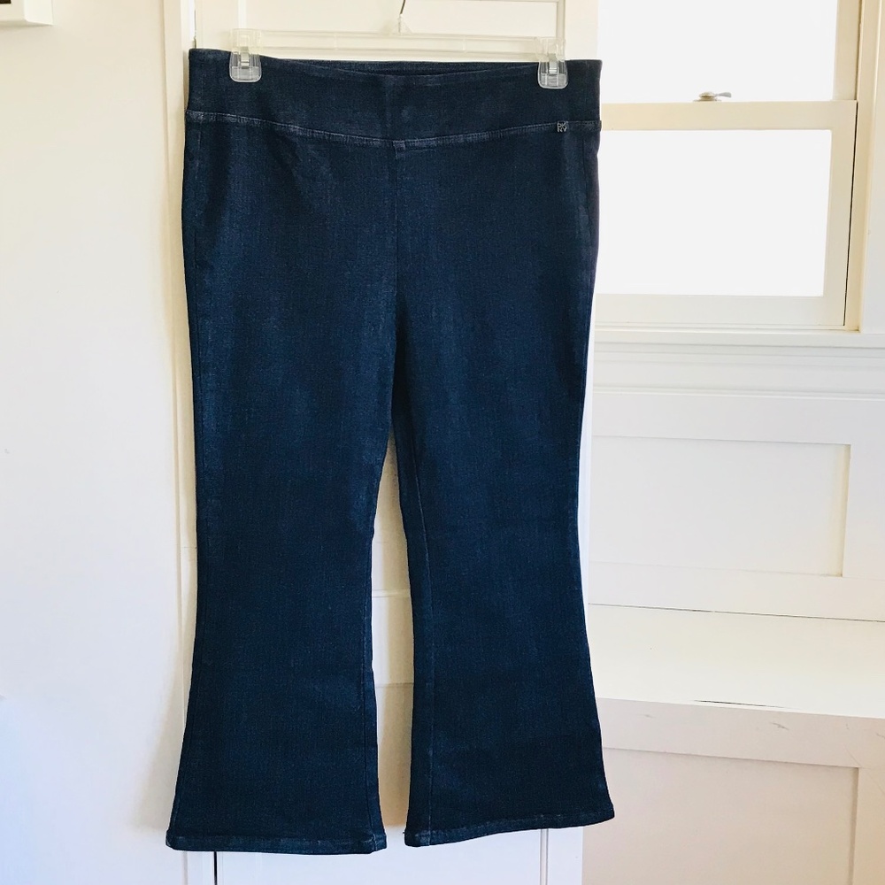 DKNY Cotton Blend Cropped High Rise Jeans Pull-On Pants Blue Women’s Size XL